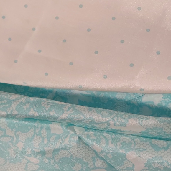 Aqua blue, teal Paisley polka dot silk scarf - Picture 7 of 7